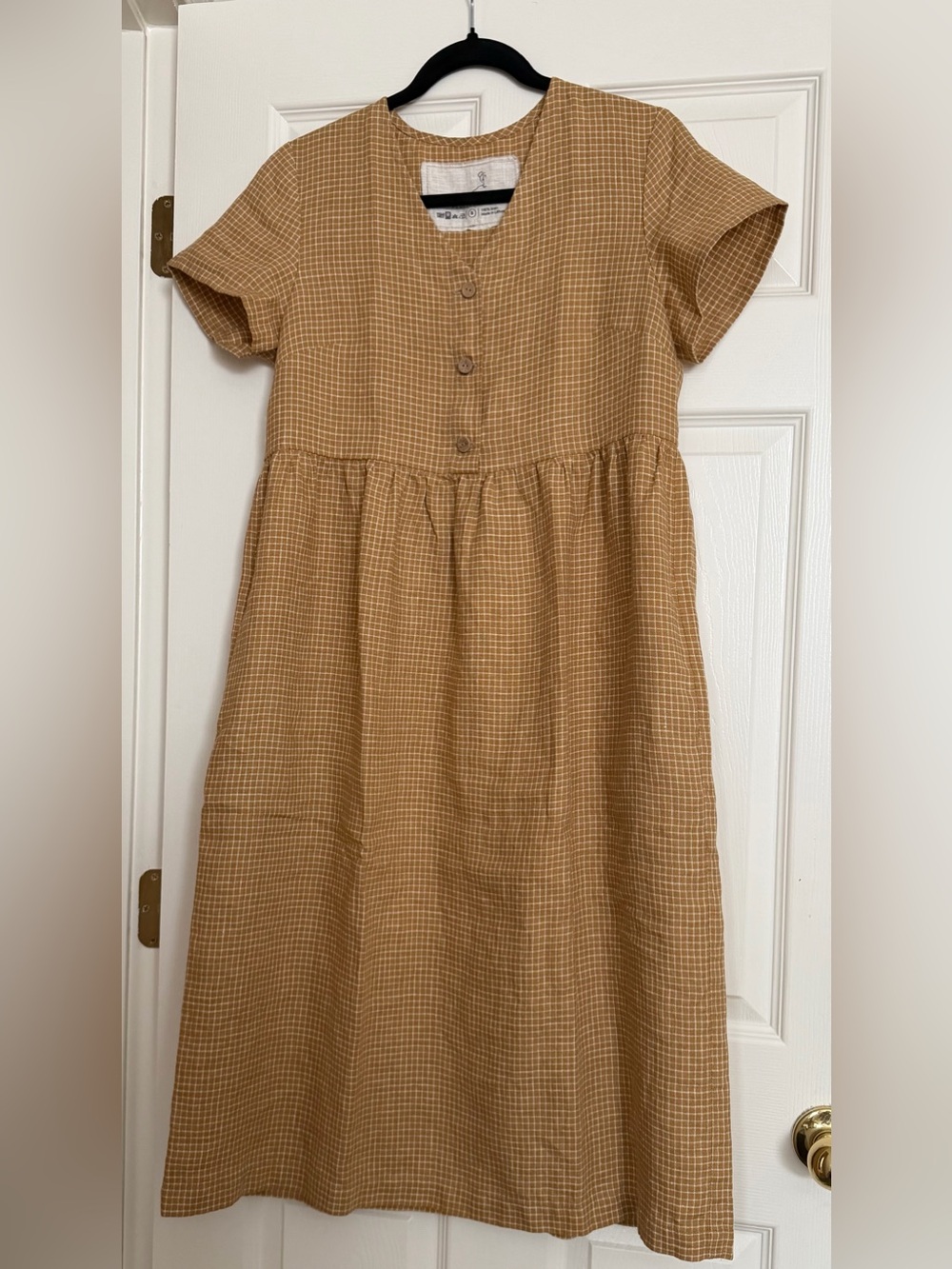 notPerfectLinen SYMI Dress Retired Amber Check
